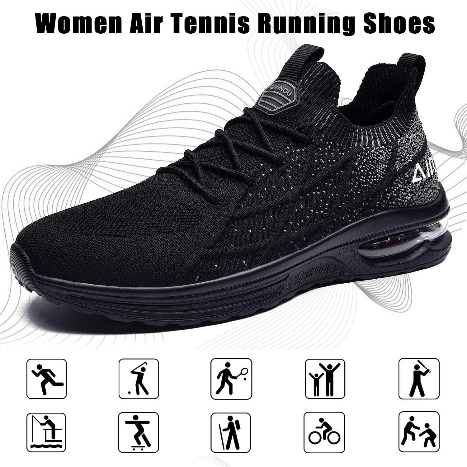 GANNOU Women's Air Athletic Running Shoes Fashion Sport Gym Jogging Tennis Fitness Sneaker US5.5-11