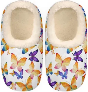 Geometric Cactus Floral Slippers for Women， Soft Cozy Warm Fuzzy Memory Foam House Slippers， Non Slip Closed Back Winter Comfy Plush Ladies House Shoes for Indoor Bedroom