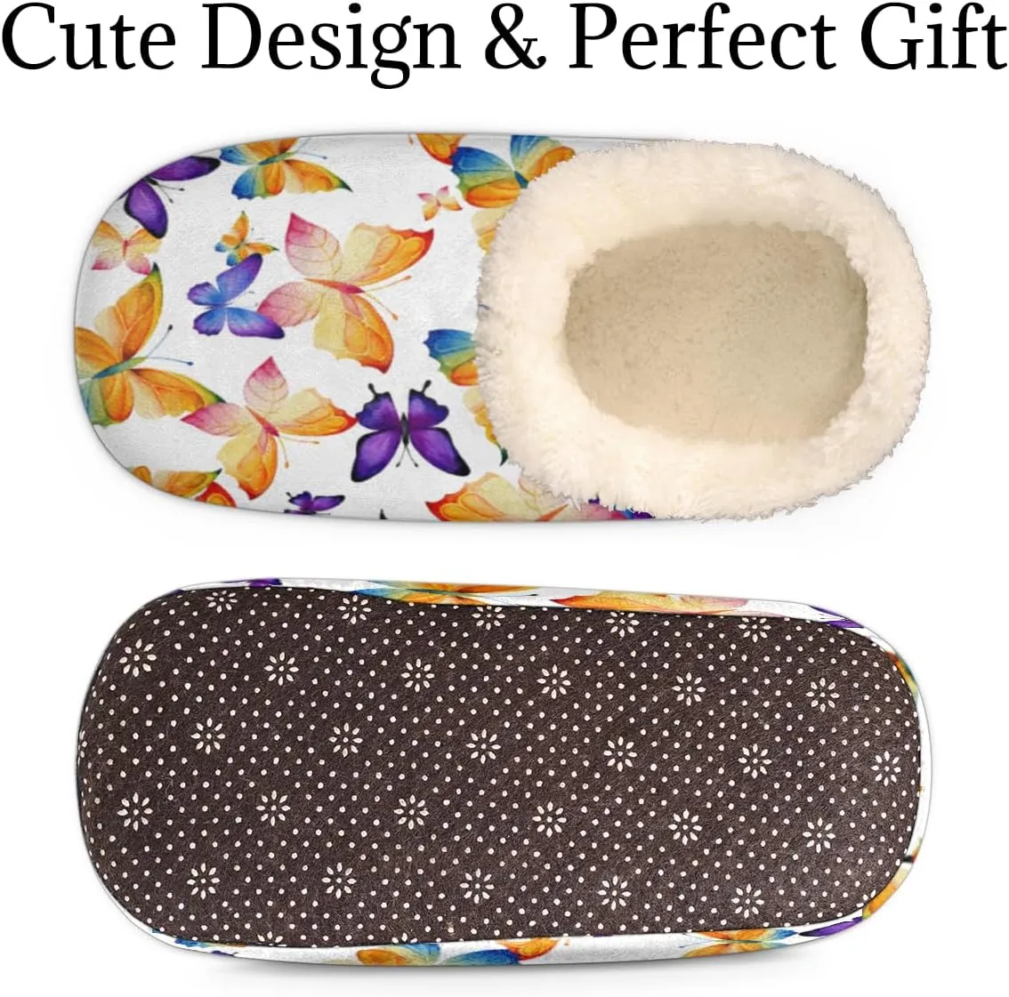 Geometric Cactus Floral Slippers for Women， Soft Cozy Warm Fuzzy Memory Foam House Slippers， Non Slip Closed Back Winter Comfy Plush Ladies House Shoes for Indoor Bedroom
