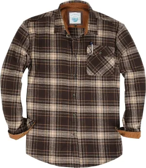 Gioberti Men's Brushed Flannel 100% Cotton Plaid Checkered Shirt with Corduroy Contrast