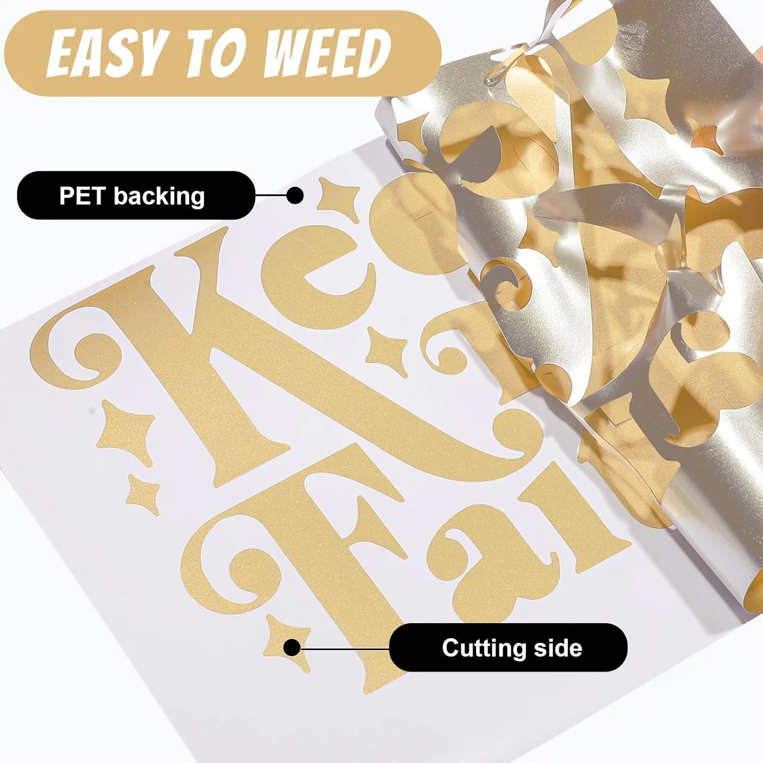 GIRAFVINYL Matte Metallic Vinyl, 12" x 20ft Gold Permanent Vinyl for Home Decor, Car, Sign, Sticker