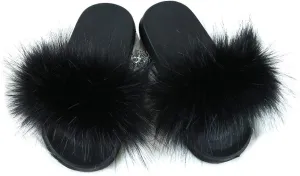 Girls Plush Faux Fur Slippers Fluffy Slip On Summer Open Toe Furry Slides Lovely House Indoor Outdoor Sandals