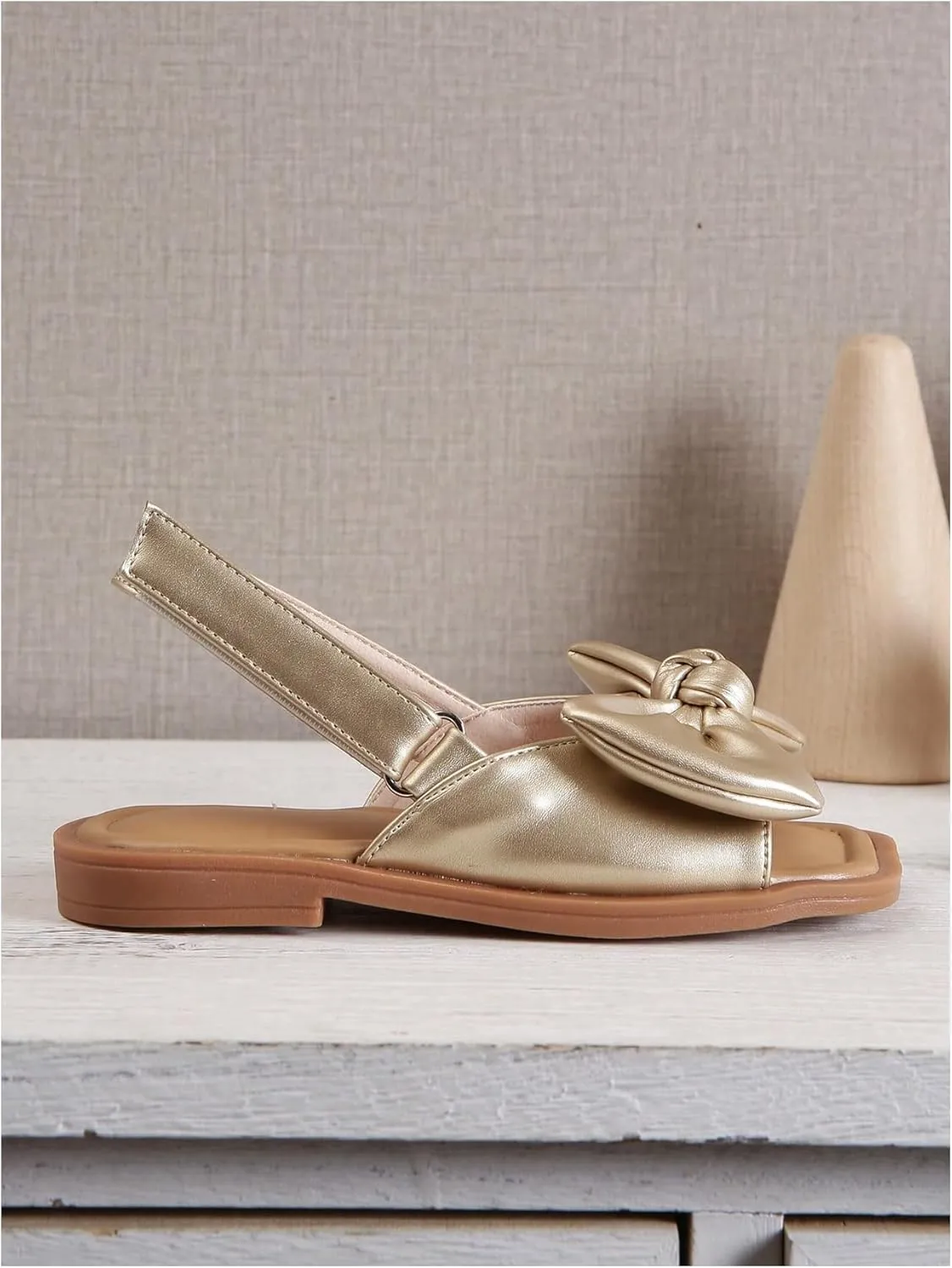 GORGLITTER Girl's Sandals Metallic Bow Flat Sandals Dressy Ankle Strap Cute Summer Wedding Beach Sandals 2025