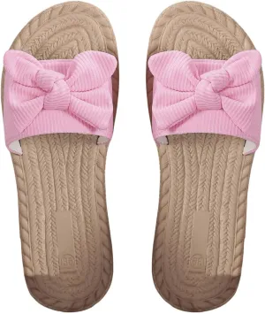 GORGLITTER Women's Bow Flat Sandals Straw Open Toe Dressy Boho Summer Beach Sandals