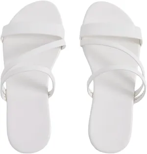 GORGLITTER Women's Metallic Strappy Open Toe Flat Sandal PU Leather Summer Slides Sandals