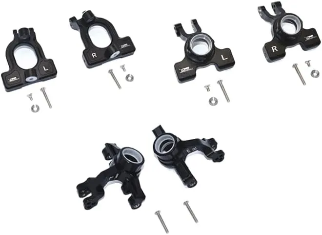 GPM Alum Front C-Hubs   Front & Rear Knuckle Arms Black : 1/10 Kraton 4S BLX
