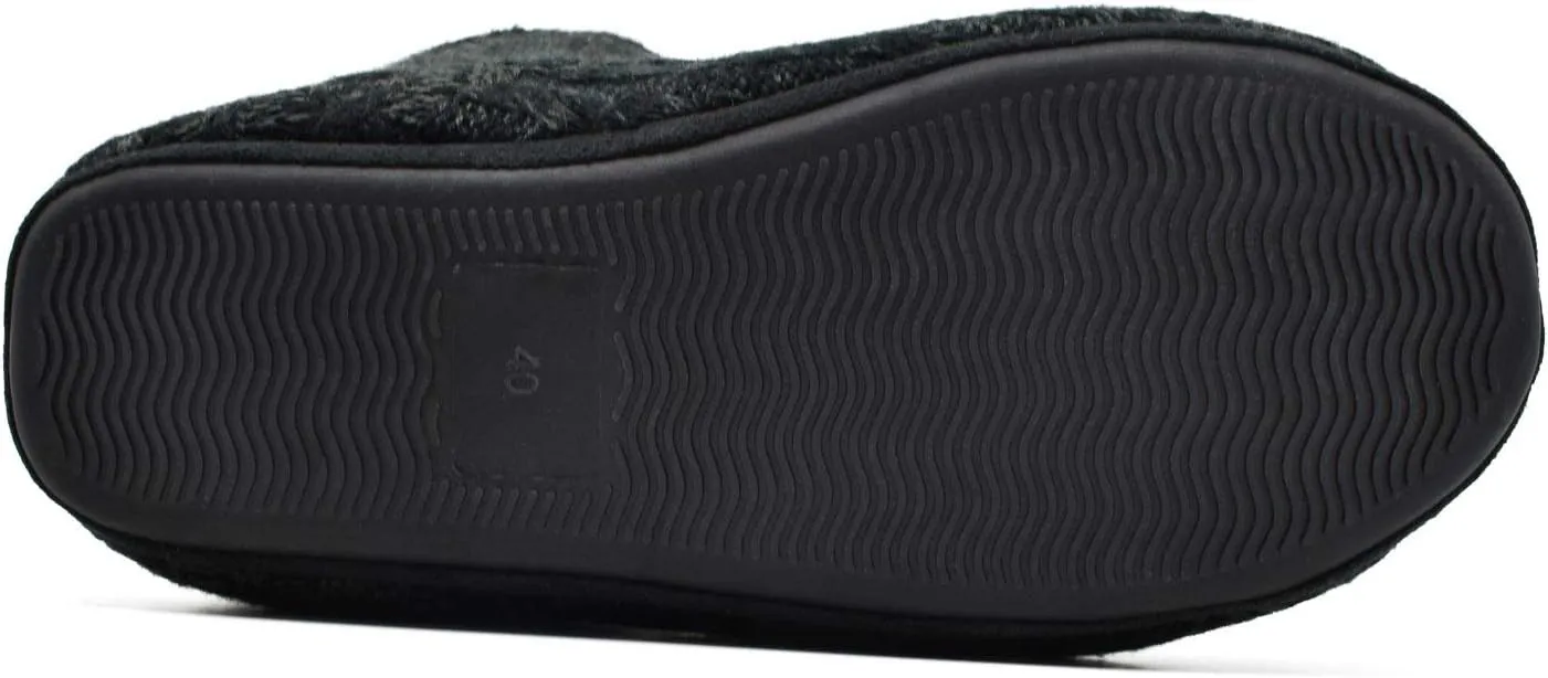 GPOS Knit Rock Wool Warm Men Indoor Pull on Cozy Memory Foam Slipper Boots Soft Rubber Sole