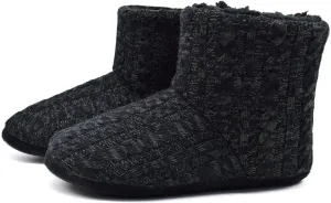 GPOS Knit Rock Wool Warm Men Indoor Pull on Cozy Memory Foam Slipper Boots Soft Rubber Sole