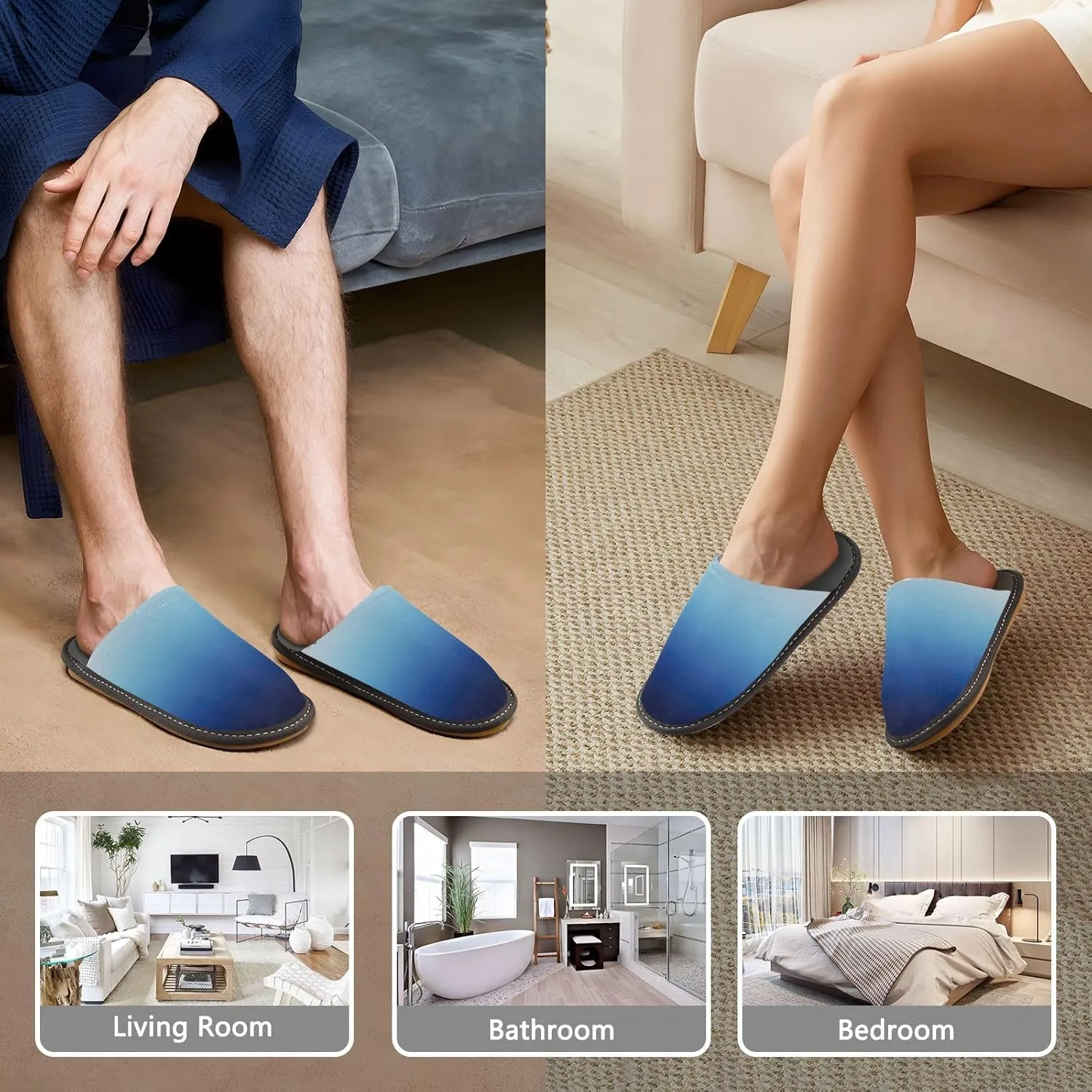 Gradient Travel Slippers Womens Houseshoes Womens Winter Slippers Home Slippers for Men