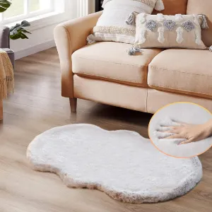 Grey Runner Fuzzy Rug for Bedroom Faux Rabbit Washable Fluffy Fur Nursery Rugs for Living Room Cute Room 2x4 Rug