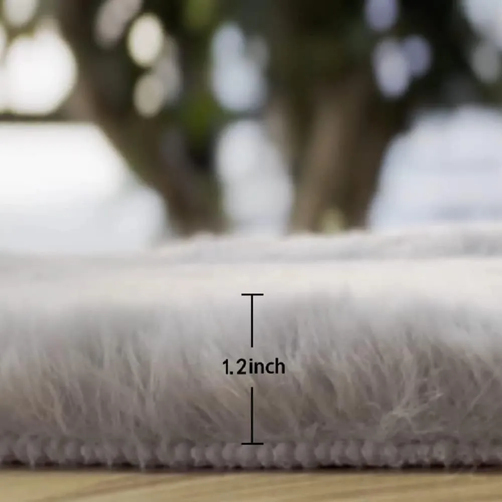 Grey Runner Fuzzy Rug for Bedroom Faux Rabbit Washable Fluffy Fur Nursery Rugs for Living Room Cute Room 2x4 Rug