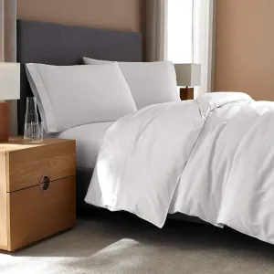 H by Frette Checkered Sateen Standard Bed Bundle (California King) - Luxury All-White Bedding Bundle/Includes Pillowcases, Fitted Sheet, and Duvet Cover