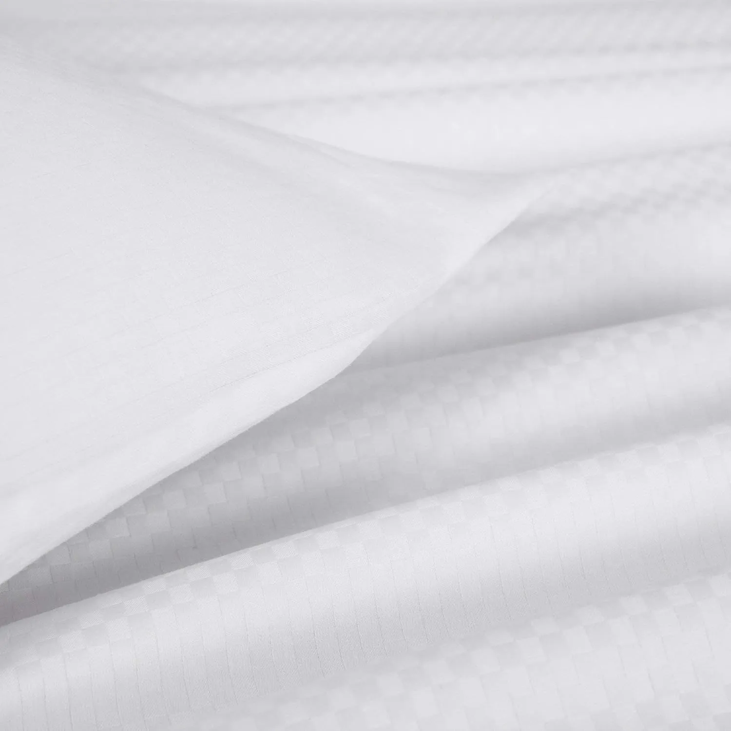 H by Frette Checkered Sateen Standard Bed Bundle (California King) - Luxury All-White Bedding Bundle/Includes Pillowcases, Fitted Sheet, and Duvet Cover