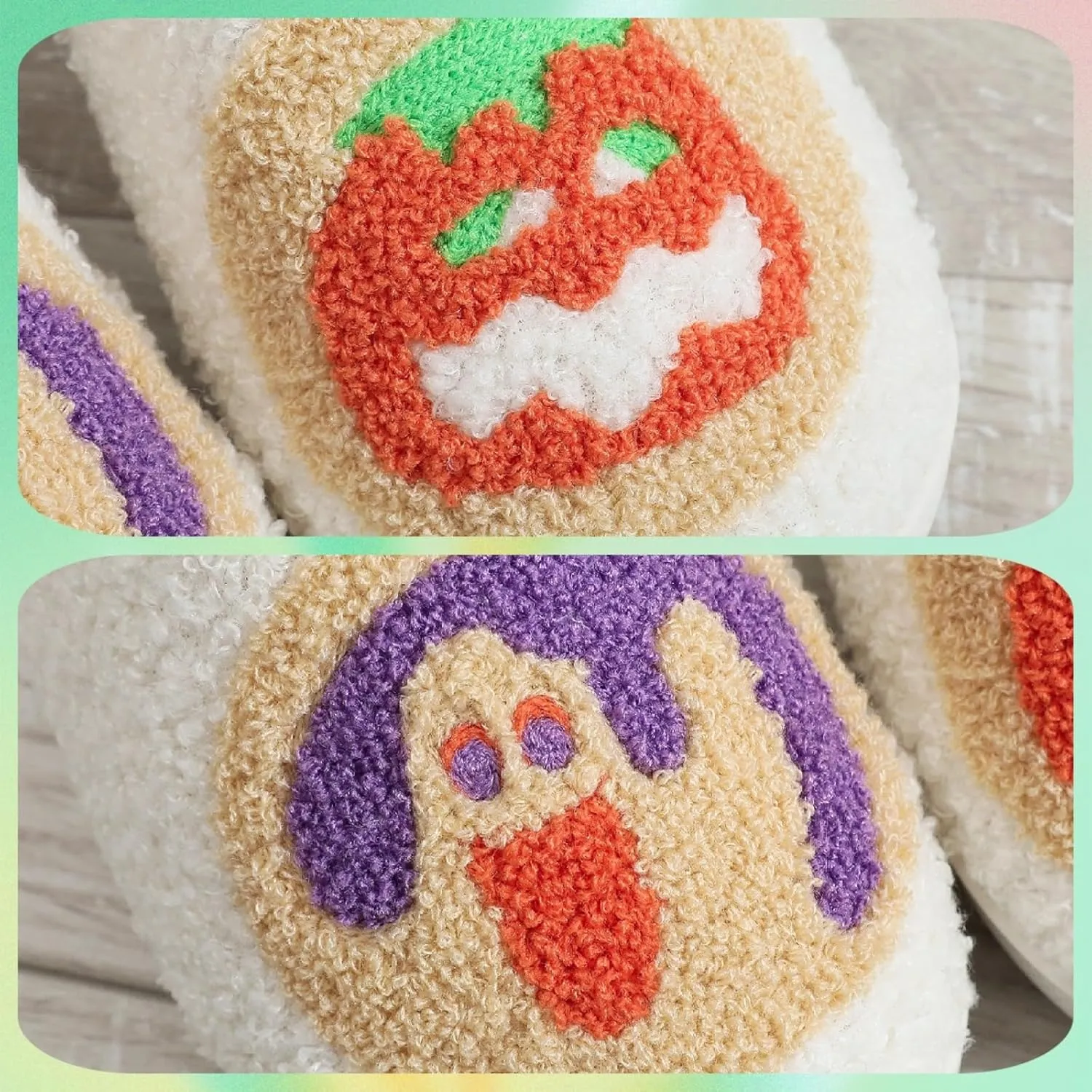 Halloween Pumpkin Slippers for Womens Mens Cute Cartoon Slippers Plush Warm Memory Foam Shoes