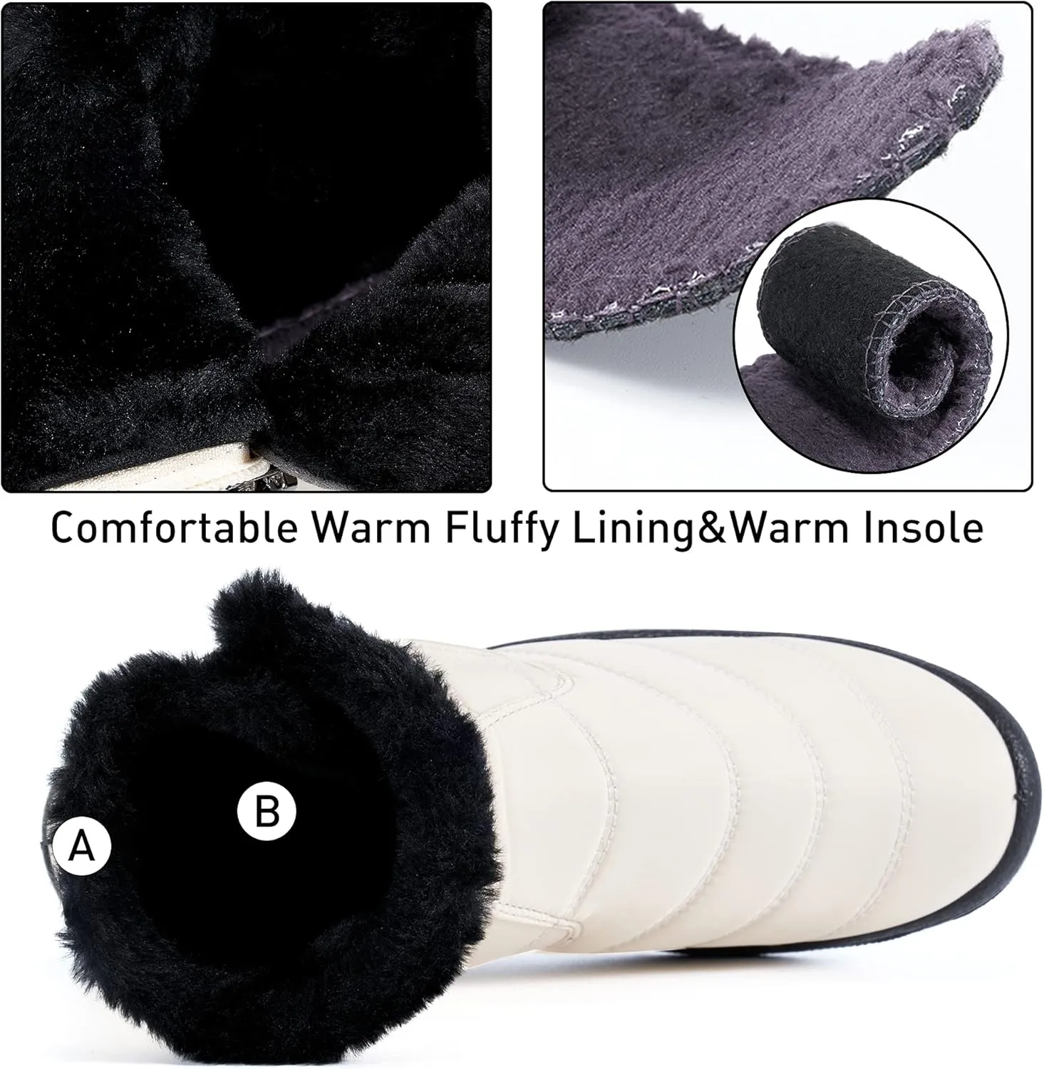 HARENCE Snow Boots for Women Winter Boot with Comfortable Warm Fur Lined Ankle Booties Outdoor Slip On Waterproof Short Boots