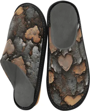 Hearts Rustic Valentine House Slippers for Women Men, Warm Slipper Rubber Sole Memory Foam Indoor Outdoor 4-5