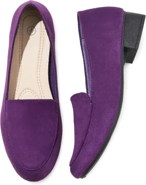 HEAWISH Women's Loafers Slip on Low Heel Shoes,Closed Toe Pumps Dress Shoes,Casual Loafer Work Flats Wedding Shoe