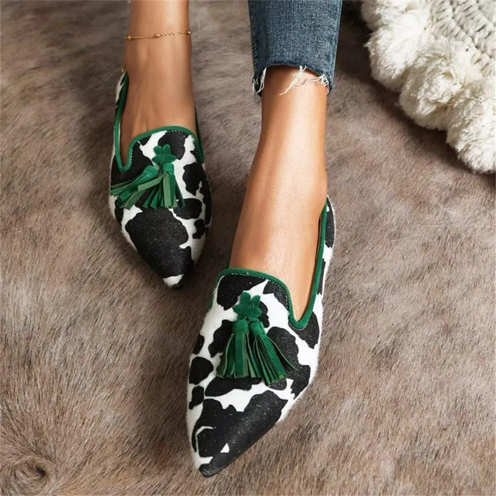 Hee grand Women's Tassel Slip on Loafer Flat Casual Pointed Toe Faux Suede Flat Shoes Comfort Ballerina Flats Women Dressy