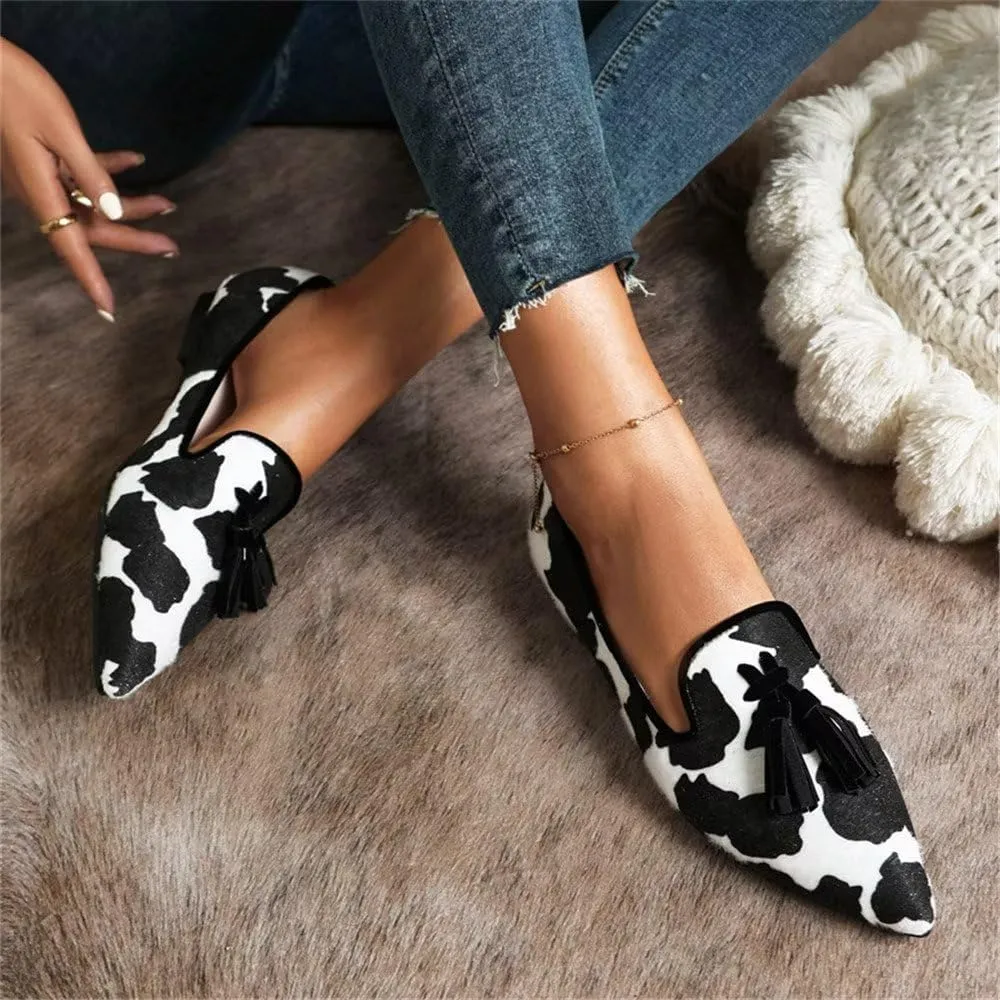 Hee grand Women's Tassel Slip on Loafer Flat Casual Pointed Toe Faux Suede Flat Shoes Comfort Ballerina Flats Women Dressy