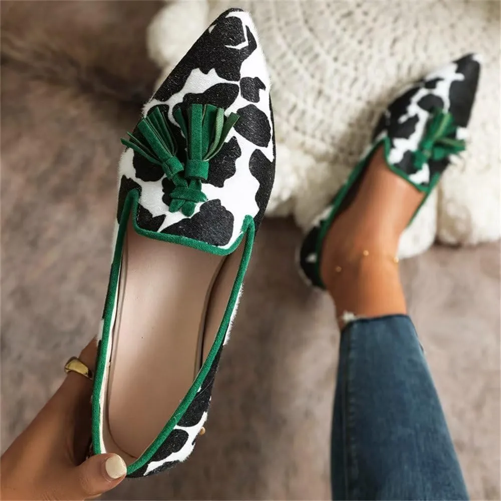Hee grand Women's Tassel Slip on Loafer Flat Casual Pointed Toe Faux Suede Flat Shoes Comfort Ballerina Flats Women Dressy
