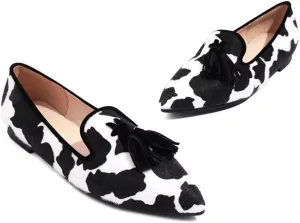 Hee grand Women's Tassel Slip on Loafer Flat Casual Pointed Toe Faux Suede Flat Shoes Comfort Ballerina Flats Women Dressy