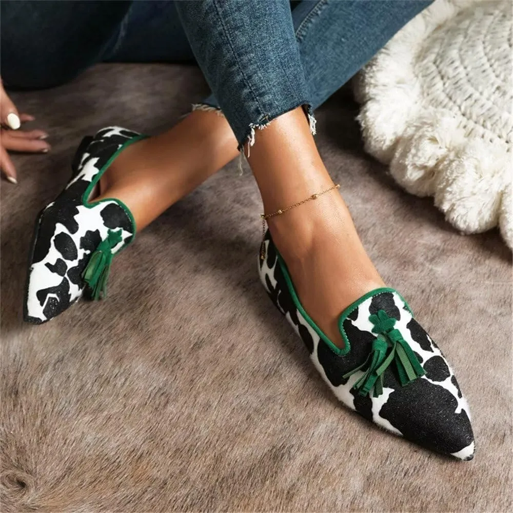 Hee grand Women's Tassel Slip on Loafer Flat Casual Pointed Toe Faux Suede Flat Shoes Comfort Ballerina Flats Women Dressy