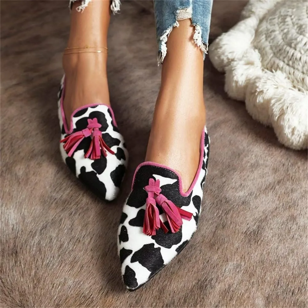 Hee grand Women's Tassel Slip on Loafer Flat Casual Pointed Toe Faux Suede Flat Shoes Comfort Ballerina Flats Women Dressy