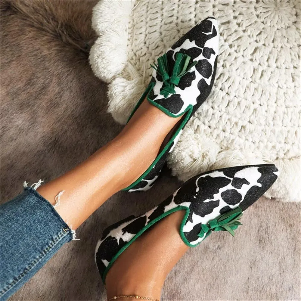 Hee grand Women's Tassel Slip on Loafer Flat Casual Pointed Toe Faux Suede Flat Shoes Comfort Ballerina Flats Women Dressy