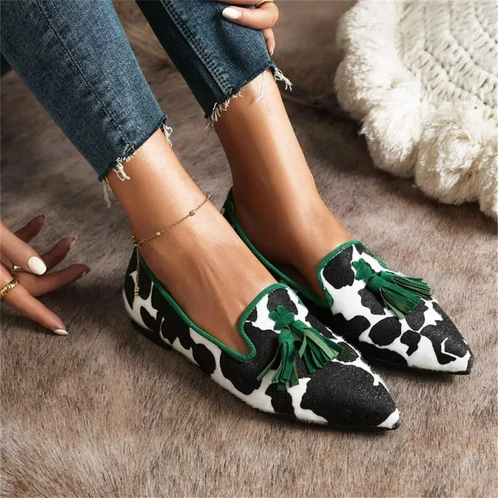 Hee grand Women's Tassel Slip on Loafer Flat Casual Pointed Toe Faux Suede Flat Shoes Comfort Ballerina Flats Women Dressy