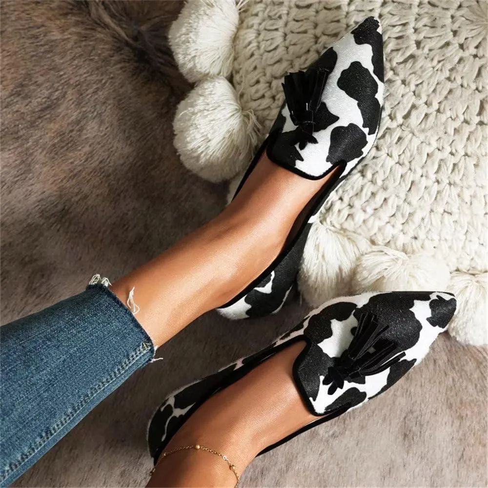 Hee grand Women's Tassel Slip on Loafer Flat Casual Pointed Toe Faux Suede Flat Shoes Comfort Ballerina Flats Women Dressy