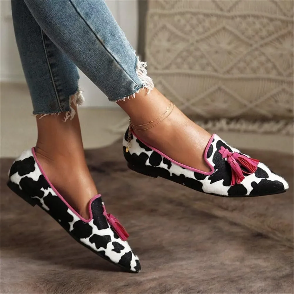 Hee grand Women's Tassel Slip on Loafer Flat Casual Pointed Toe Faux Suede Flat Shoes Comfort Ballerina Flats Women Dressy