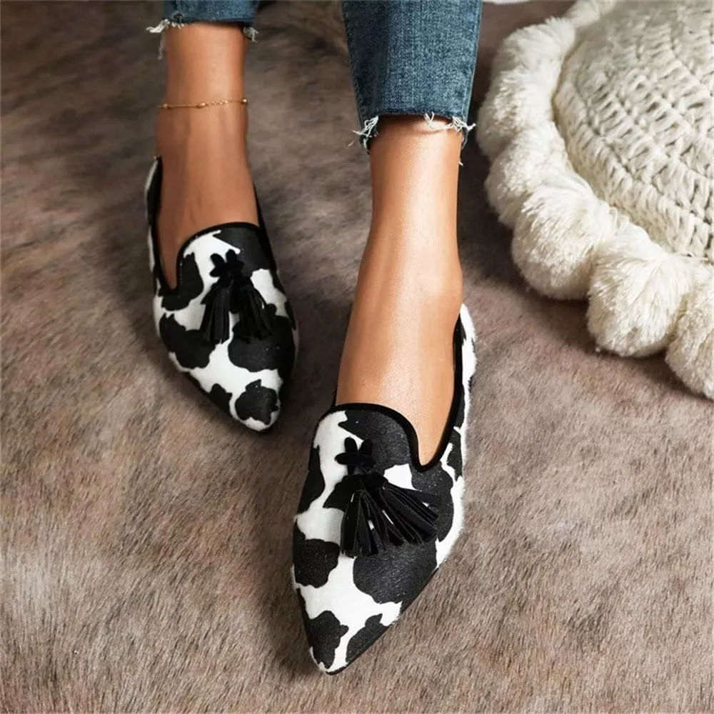 Hee grand Women's Tassel Slip on Loafer Flat Casual Pointed Toe Faux Suede Flat Shoes Comfort Ballerina Flats Women Dressy