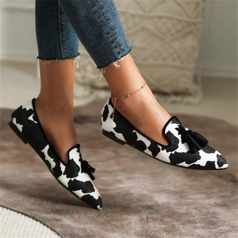 Hee grand Women's Tassel Slip on Loafer Flat Casual Pointed Toe Faux Suede Flat Shoes Comfort Ballerina Flats Women Dressy
