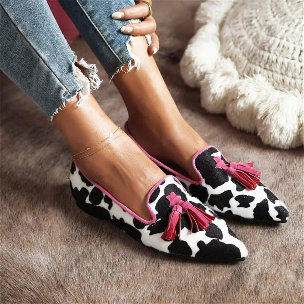 Hee grand Women's Tassel Slip on Loafer Flat Casual Pointed Toe Faux Suede Flat Shoes Comfort Ballerina Flats Women Dressy