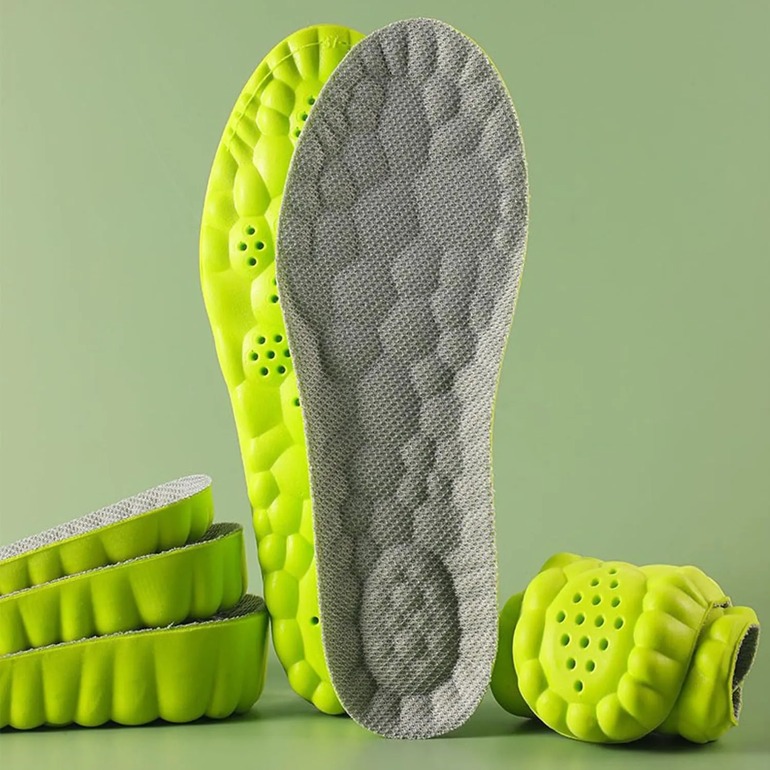 Height Increase Insoles for Men Wowen-4D Cloud Technology Insole-Super Soft Comfort Elevator Insoles, Memory Foam Heel Lift Inserts (Green, Lift 1.5CM/Men: US 8-12)