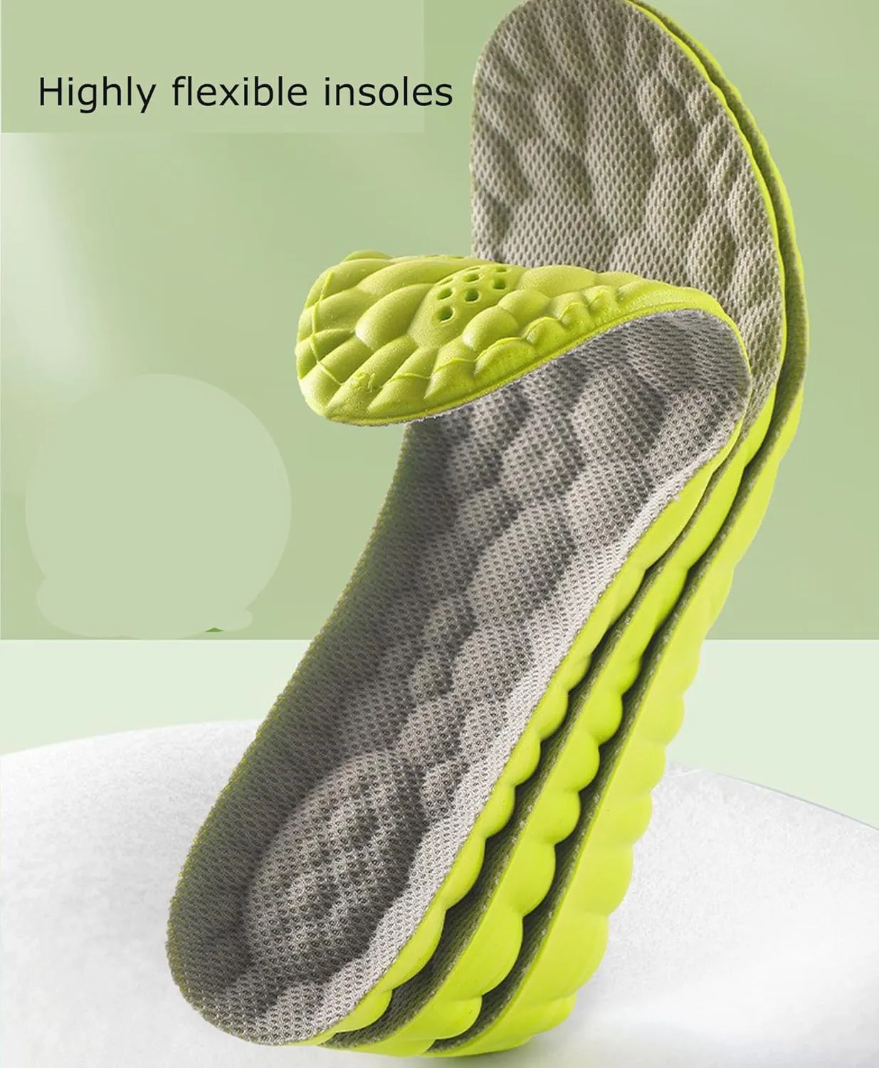 Height Increase Insoles for Men Wowen-4D Cloud Technology Insole-Super Soft Comfort Elevator Insoles, Memory Foam Heel Lift Inserts (Green, Lift 3.5CM/Men: US 8-12)