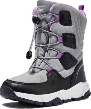 HOBIBEAR Kids Snow Boots Boys Girls Mid Calf Waterproof Warm Faux Fur Lined Insulated Winter Shoes(Toddler/Little Kid/Big Kid)