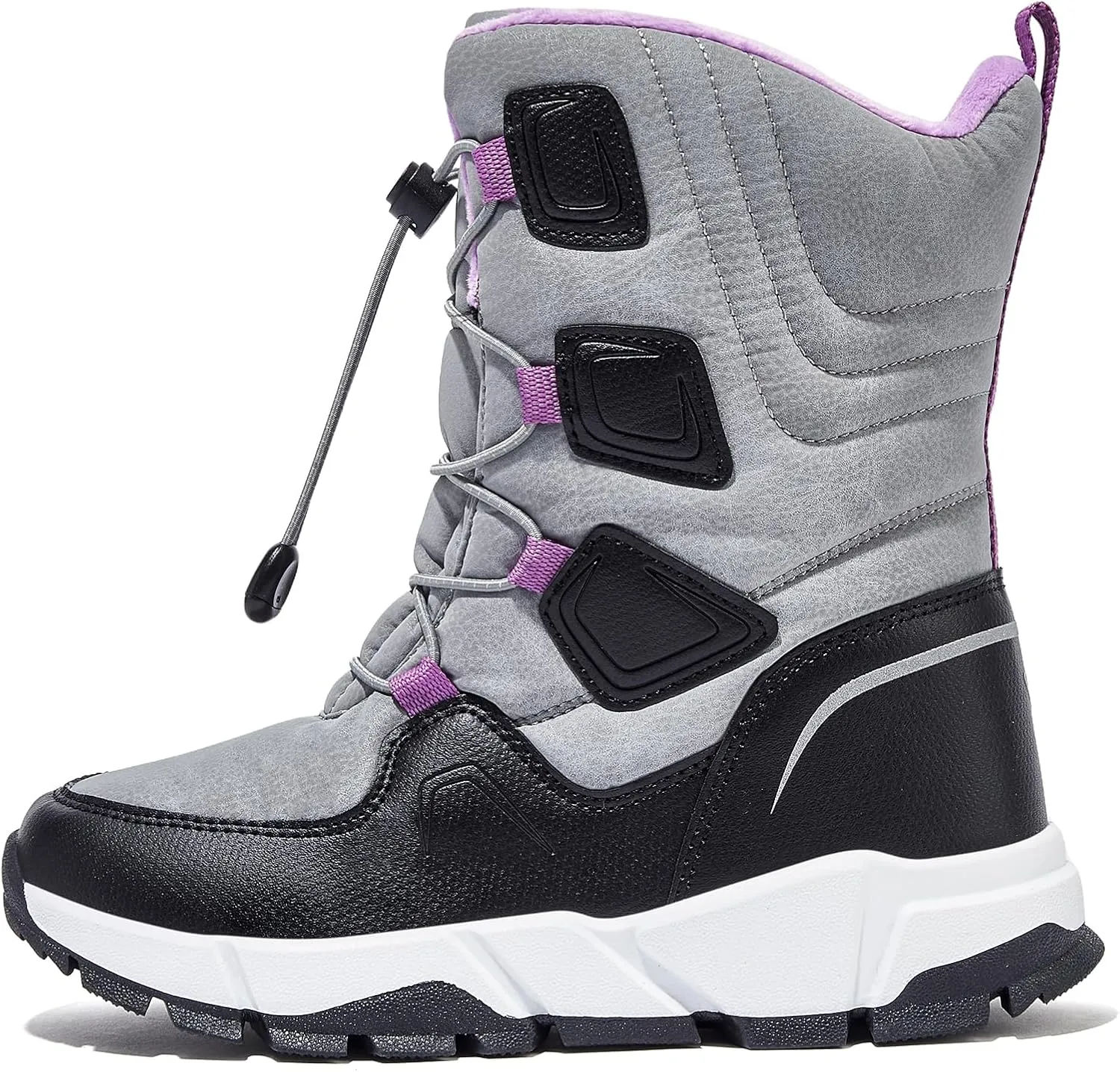 HOBIBEAR Kids Snow Boots Boys Girls Mid Calf Waterproof Warm Faux Fur Lined Insulated Winter Shoes(Toddler/Little Kid/Big Kid)