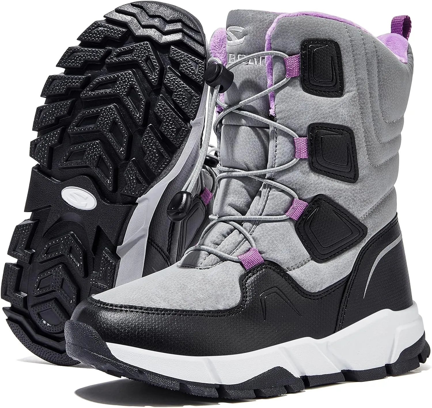 HOBIBEAR Kids Snow Boots Boys Girls Mid Calf Waterproof Warm Faux Fur Lined Insulated Winter Shoes(Toddler/Little Kid/Big Kid)