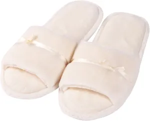 Home Slipper Open Toe Slippers Womens Soft Fuzzy Flannel Memory Foam Non-Slip Indoor Slippers