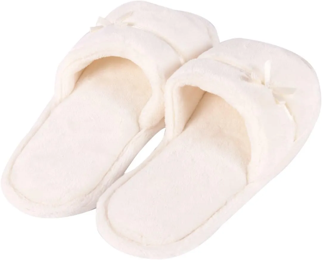Home Slipper Open Toe Slippers Womens Soft Fuzzy Flannel Memory Foam Non-Slip Indoor Slippers