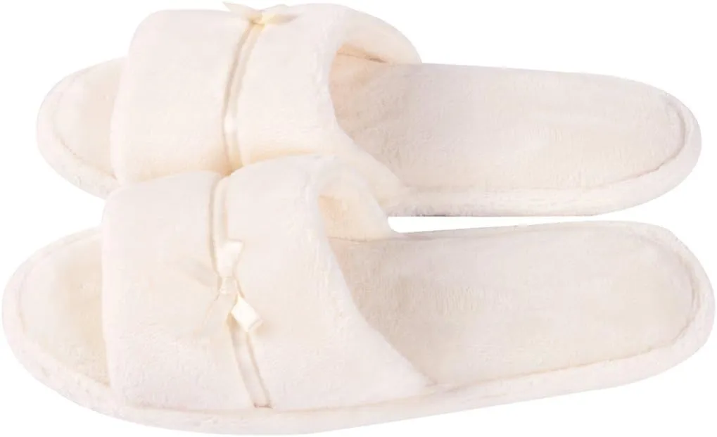 Home Slipper Open Toe Slippers Womens Soft Fuzzy Flannel Memory Foam Non-Slip Indoor Slippers