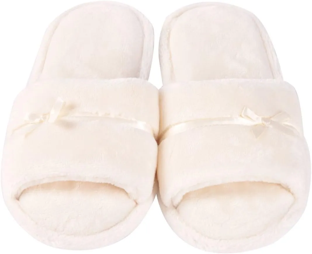 Home Slipper Open Toe Slippers Womens Soft Fuzzy Flannel Memory Foam Non-Slip Indoor Slippers