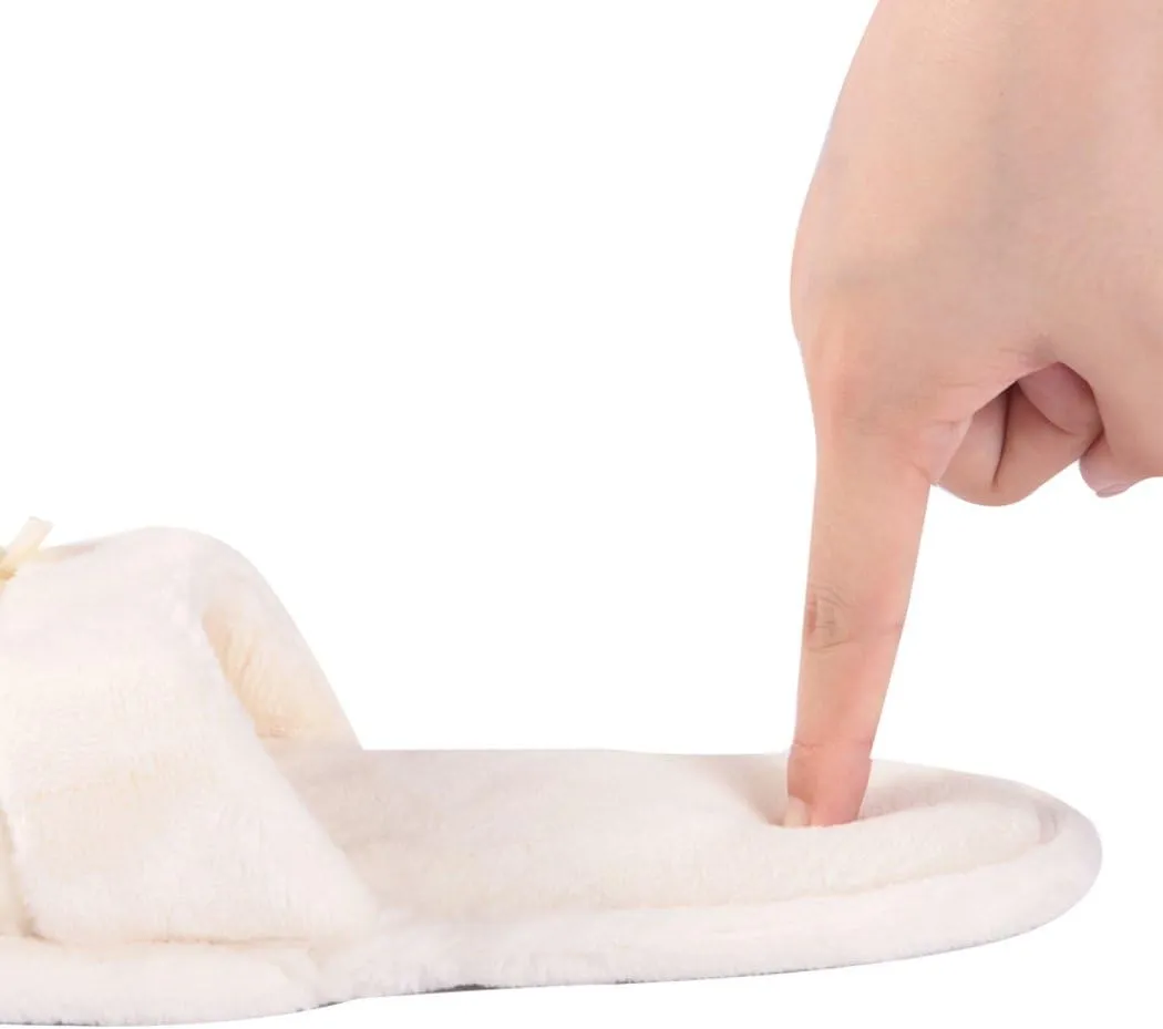 Home Slipper Open Toe Slippers Womens Soft Fuzzy Flannel Memory Foam Non-Slip Indoor Slippers