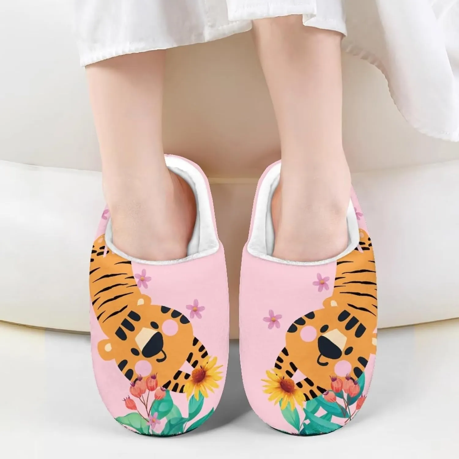 Home Slippers for Girls Boys, House Slippers Anti-Slip Winter Indoor Shoes Soft Plush Warm Preppy Slipper