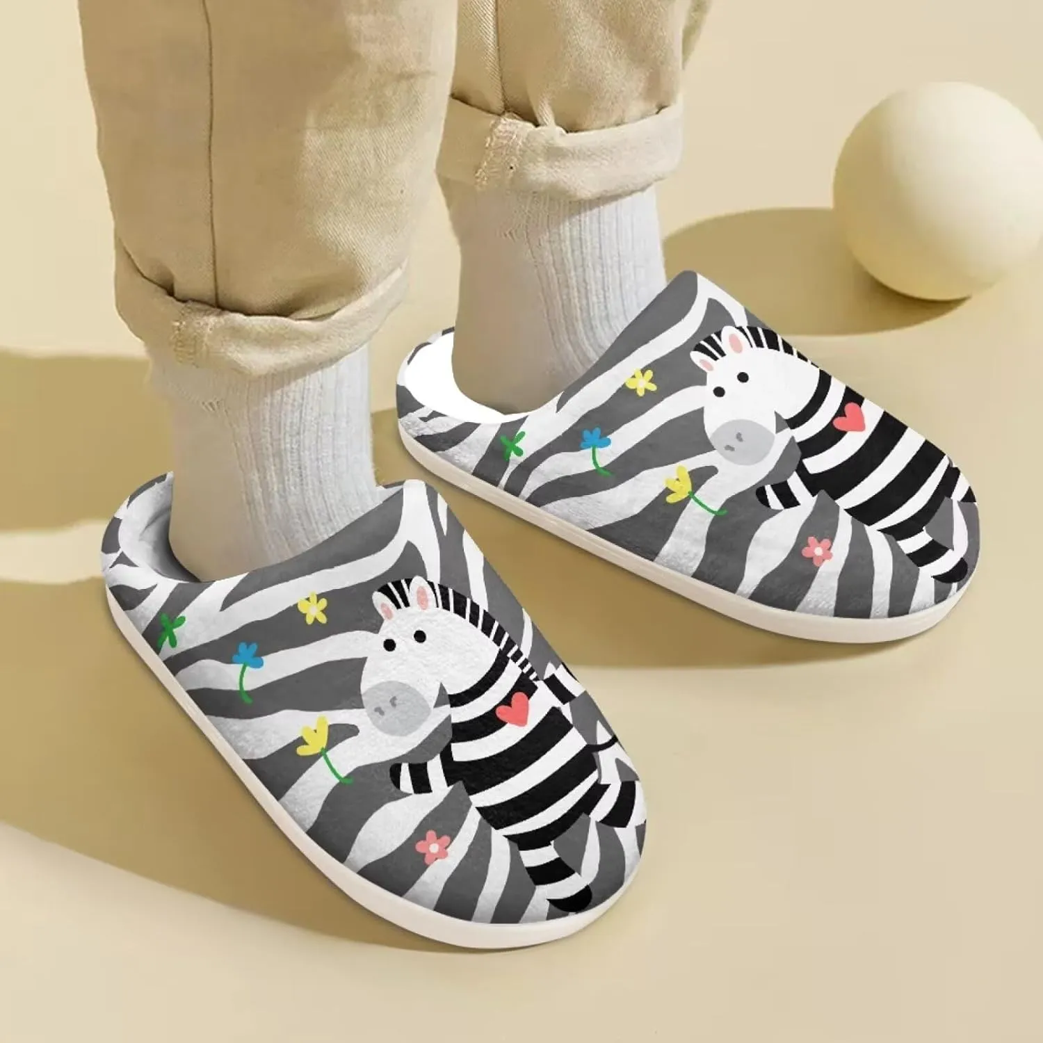 Home Slippers for Girls Boys, House Slippers Anti-Slip Winter Indoor Shoes Soft Plush Warm Preppy Slipper