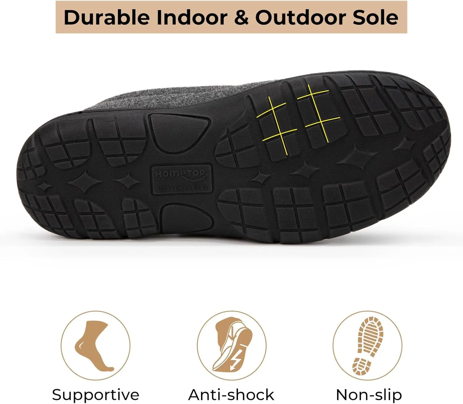 HomeTop Men's Memory Foam Moccasin Slippers, Indoor and Outdoor Warm Fuzzy Fleece House Shoes