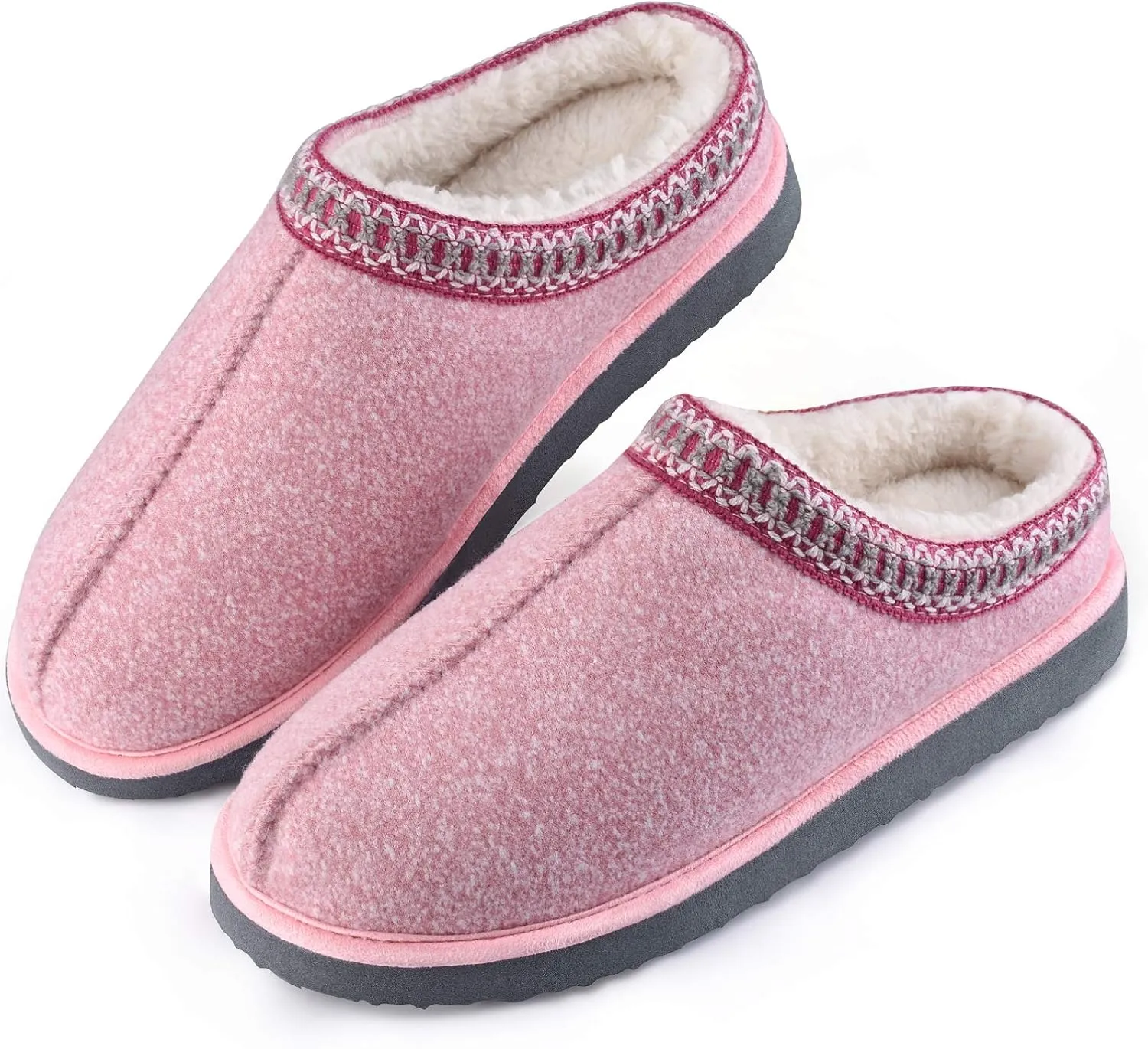 Homitem House Bedroom Slippers for Women Platform Shoes Indoor and Outdoor with Fuzzy Lining Hard Sole Memory Foam Slip on