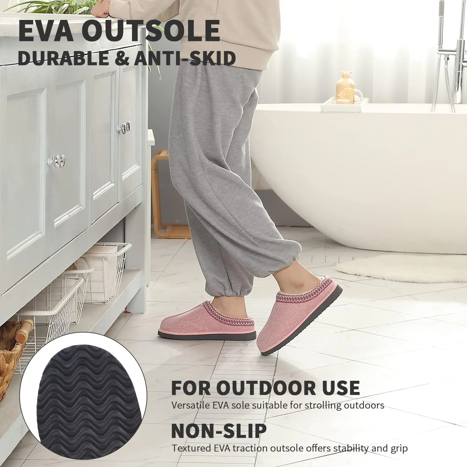 Homitem House Bedroom Slippers for Women Platform Shoes Indoor and Outdoor with Fuzzy Lining Hard Sole Memory Foam Slip on