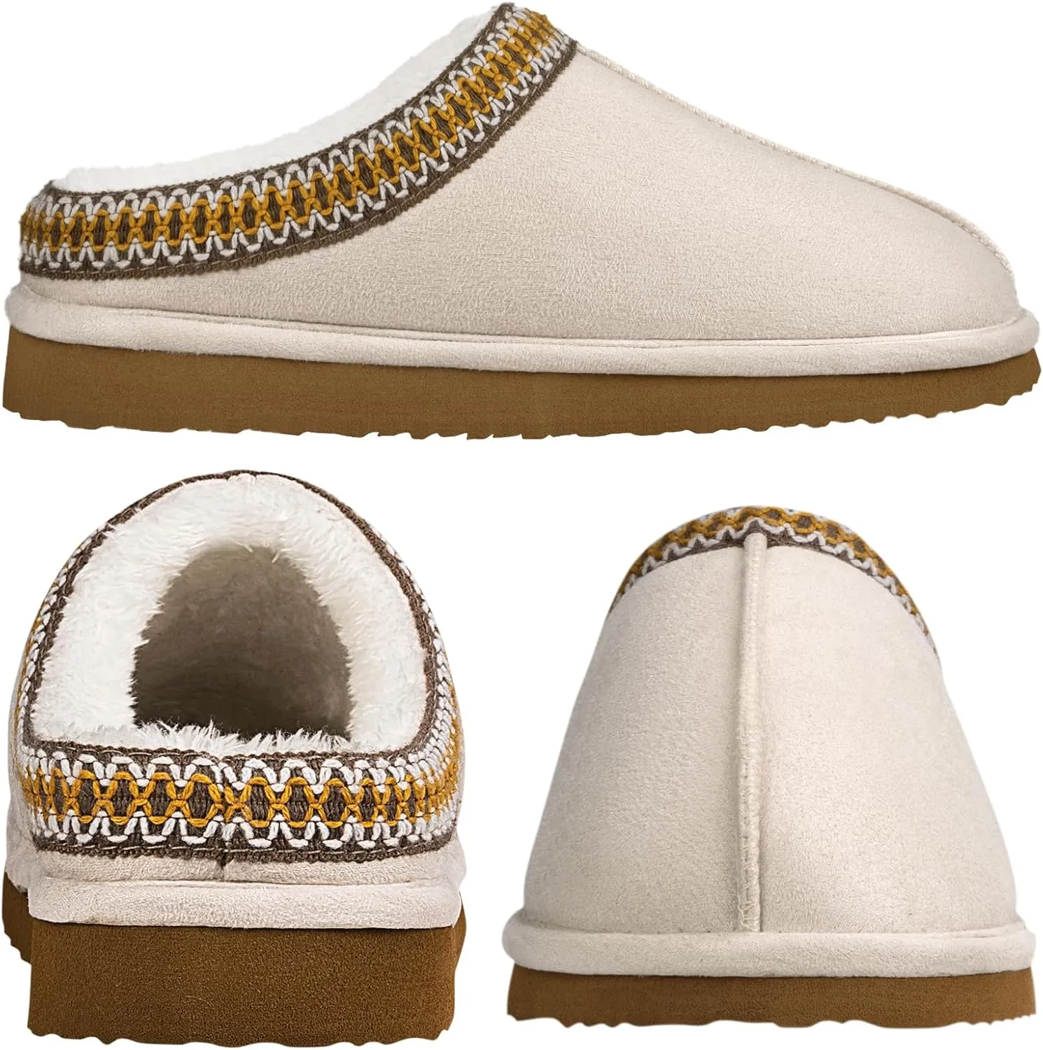 Homitem House Bedroom Slippers for Women Platform Shoes Indoor and Outdoor with Fuzzy Lining Hard Sole Memory Foam Slip on